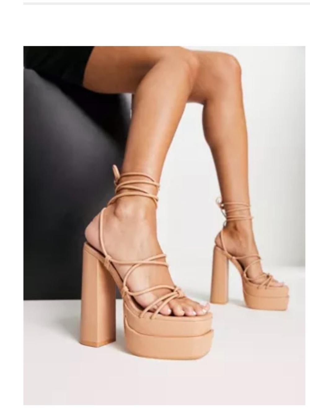 ASOS Nude Wrap-Around Platform Block Heels